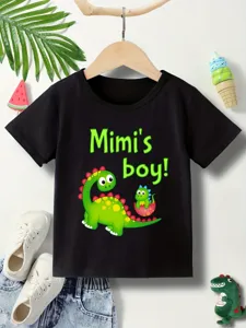 Kids Dinosaur Print Combed Cotton Short Sleeve T-Shirt Casual Round Neck Top For Boys And Girls Summer Comfortable Clothing