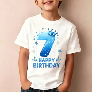 Παιδικό T-Shirt Γενεθλίων Βαμβακερό Κοντό Μανίκι Top Εκτύπωση Αριθμού Γενεθλίων για Αγόρια Κορίτσια Ρούχα