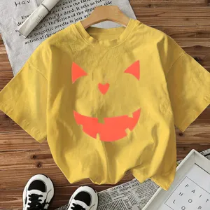 Women Halloween short sleeve t-shirt yellow festive top casual holiday outfit cosplay tee