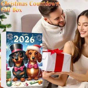 2026 Christmas Advent Calendar Box Cute Dachshund Cartoon Gift Holiday Surprise Decor