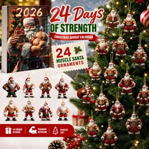 2026 Christmas Advent Calendar Blind Box Muscle Santa Claus Pendant Acrylic Tree Hanging Decoration Holiday Gift