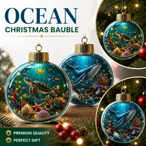 Noël Acrylique Thème Océan Boule de Cristal Pendentif Vie Marine Micro Paysage Ornement Suspendu Arbre de Noël Cadeau Lumineux