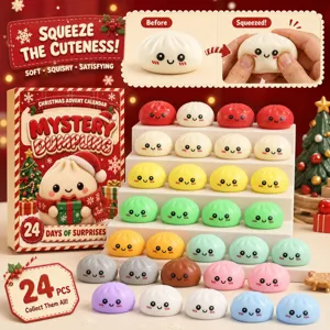Details of the Christmas advent calendar 24pcs cute dumpling squishy slow rebound toys.