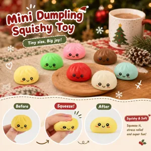 Mini dumpling squishy toy detail, cute soft stress relief slow rebound toy for fun.