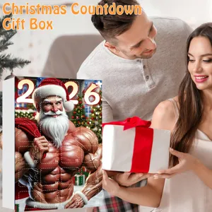 Christmas Countdown Gift Box 2026 Muscular Santa Advent Calendar Acrylic Tree Ornament