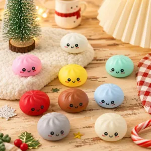 Cute cartoon steamed bun squishy toy, slow rebound stress relief gift for kids and adults.