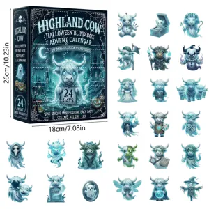 Highland Cow Halloween Advent Calendar Blind Box Set with 24 Unique Spooky Ghost Figurines