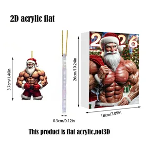 Buff Santa acrylic flat Christmas ornament advent calendar box hanging decoration specs