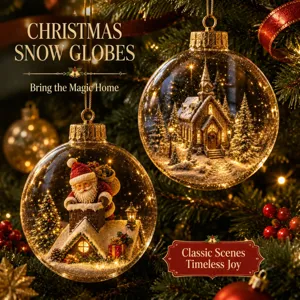 Christmas Acrylic Luminous Crystal Ball Pendant Retro 3D Snow Scene Tree Hanging Ornament Holiday Gift Decor