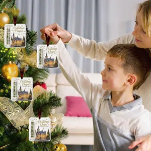 Natale acrilico porta soldi ornamento trasparente scatola regalo albero decorazione