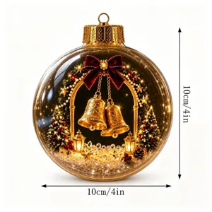 Christmas glowing clear acrylic ball ornament 3D hanging decor for holiday tree gift 10cm