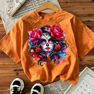 Women Casual Short Sleeve T Shirt Loose Fit Crew Neck Vintage Graphic Print Cotton Top For Daily Wear
