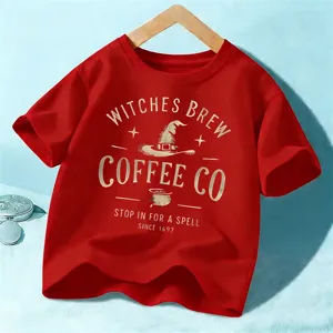 Camiseta de manga corta de halloween para ninos bonito estampado festivo ninos y ninas