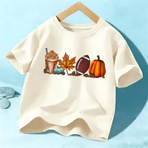 Camiseta de manga corta de otoño Halloween para niños y niñas top gráfico casual diario.