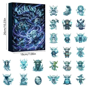 Gothic style highland cow ghost blind box Halloween 24-day advent calendar gift toy set.