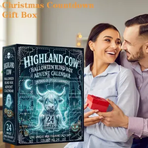 Gothic highland cow Halloween blind box advent calendar 24 days countdown gift box.
