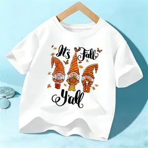 Unisex Kinder Halloween Gwerge Print Kurzarm T-Shirt Baumwolle Casual Rundhals Top Kinder Herbst Feiertag