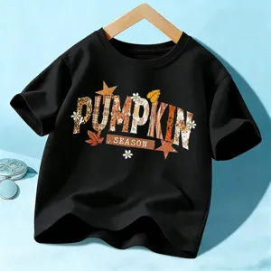 Kinder Halloween Kurzarm T-Shirt 100 Baumwolle Kürbis Saison Grafik Tee Jungen Mädchen Festlich Lässig Top