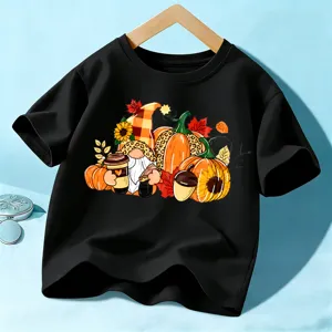 Kinderen Halloween Korte Mouw T-Shirt Jongens Meisjes Schattige Pompoen Grafische Casual Katoen Ronde Hals Zomer Tops