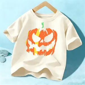 Kids halloween t-shirt short sleeve graphic top for boys and girls festive wear casual
