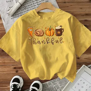 Women short sleeve t shirt thanksgiving graphic pumpkin turkey casual top apparel