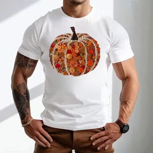 Ανδρικό T-Shirt με Στάμπες Halloween από Χτενισμένο Βαμβάκι Κοντό Μανίκι Στρογγυλή Λαιμόκοψη Casual Top