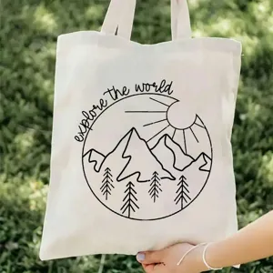 Stofftasche mit Berg Motiv, modische Freizeittasche für den täglichen Weg und die Schule.