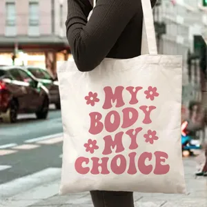 Stofftasche mit pinkem Retro-Slogan, stylische Umhängetasche für Alltag und Pendler.