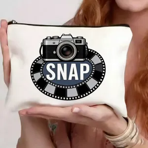 Witte Canvas Make-up Tas Draagbare Reizen Cosmetische Pouch Leuke Cartoon Gedrukt Rits Clutch Tas Opslag Organizer