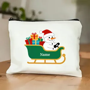 Trousse de maquillage personnalisée bonhomme de neige de Noël, pochette cadeau idéale.