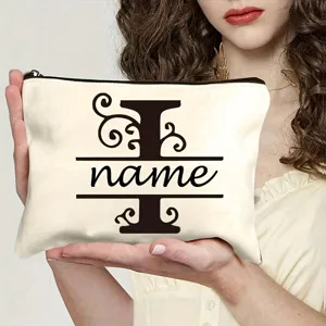 Trousse de maquillage en toile personnalisée avec monogramme et pochette zippée élégante