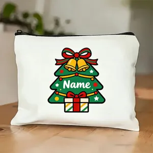 Personalisierte Weihnachtsbaum Kosmetiktasche weiße Aufbewahrungstasche mit Reißverschluss.