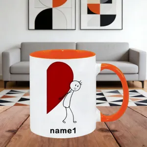 Tazza personalizzata con cuore e omino stilizzato, regalo perfetto per San Valentino.