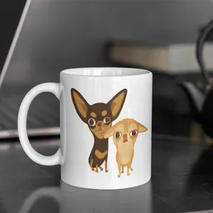 Ceramic coffee mug with funny dog illustration, ideal for morning drinks and daily office use.