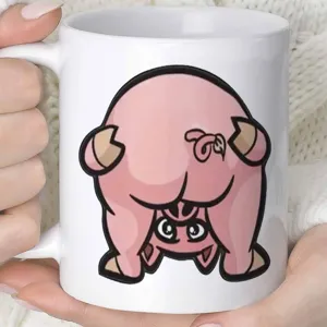 Funny cartoon pig ceramic coffee mug, cute and creative novelty gift cup for daily use