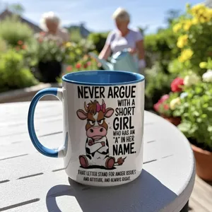 Divertida taza de café de cerámica con vaca enojada, regalo original y perfecto para mujeres.