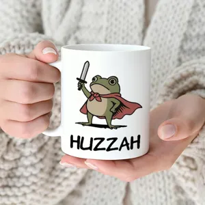 Funny frog sword ceramic mug coffee cup cute animal novelty gift ceramic drinkware detail view