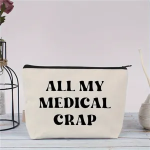 Portable Travel Makeup Bag Zipper Cosmetic Pouch Letter Print Canvas Toiletry Bag Coin Purse Card Holder Storage Bag