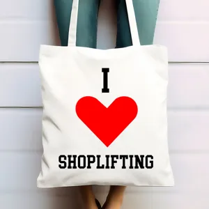 Borsa shopper in tela bianca con elegante stampa grafica a cuore borsa a spalla casual quotidiana