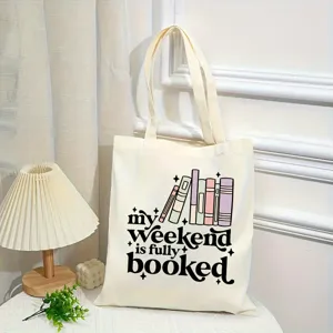 Pratique sac cabas en toile de coton avec joli motif de livres et citation pour les étudiants.