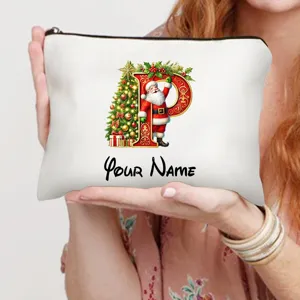 Personalisierte Weihnachtsmann Buchstabe P Kosmetiktasche festliche Geschenk Make-up Aufbewahrung