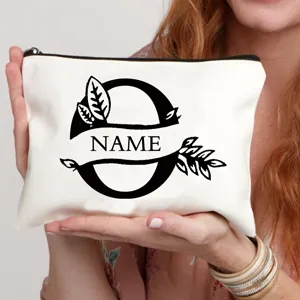 Gepersonaliseerde vintage letter canvas cosmetische tas mode casual handtas voor dames