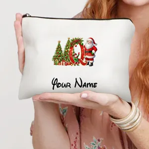 Weihnachten Kosmetiktasche mit personalisiertem Name Weihnachtsmann Make-up Pouch Geschenk