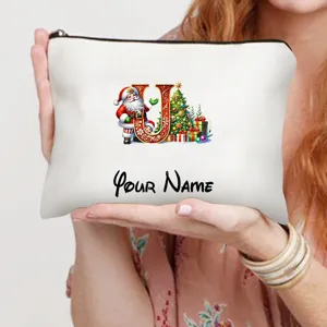 Weihnachten Kosmetiktasche personalisiert Name Weihnachtsmann Baum Make-up Beutel