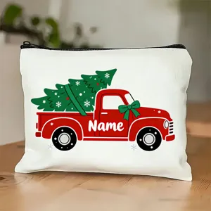 Trousse de maquillage personnalisée camion rouge de Noël pochette de rangement cosmétique
