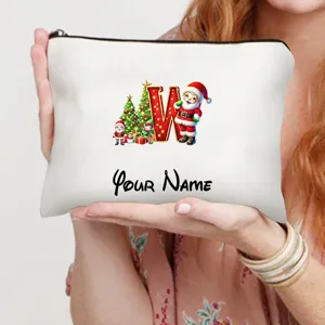 Weihnachts Kosmetiktasche Detailansicht, personalisierter Name Urlaubsgeschenk Beutel Neu