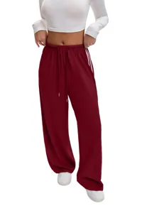 Women's casual wide leg sweatpants with drawstring waist and stylish side stripes for daily wear.
