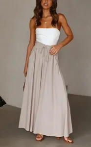 Stylish casual high-waisted wide-leg pants for women, featuring a comfortable drawstring waist.