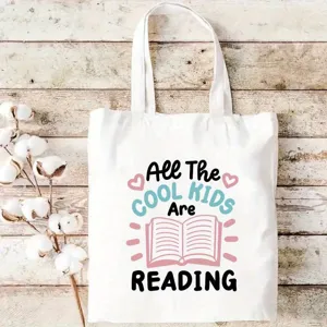 Vintage Canvas Tote Bag Large Capacity Handbag Printed Literary Shoulder Bag For Travel Shopping School Book Lovers Daily Unisex