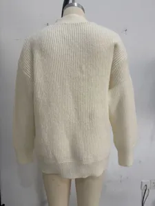 Women casual knit sweater autumn winter loose pullover back view cozy daily apparel 2026 new
